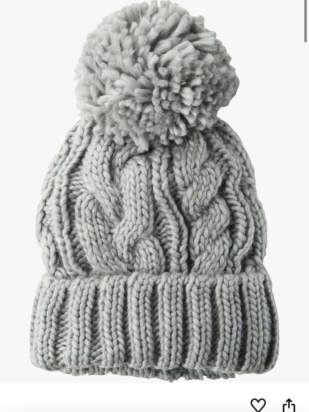 Amazon Essentials Light Gray Cable Knit Pom Beanie
